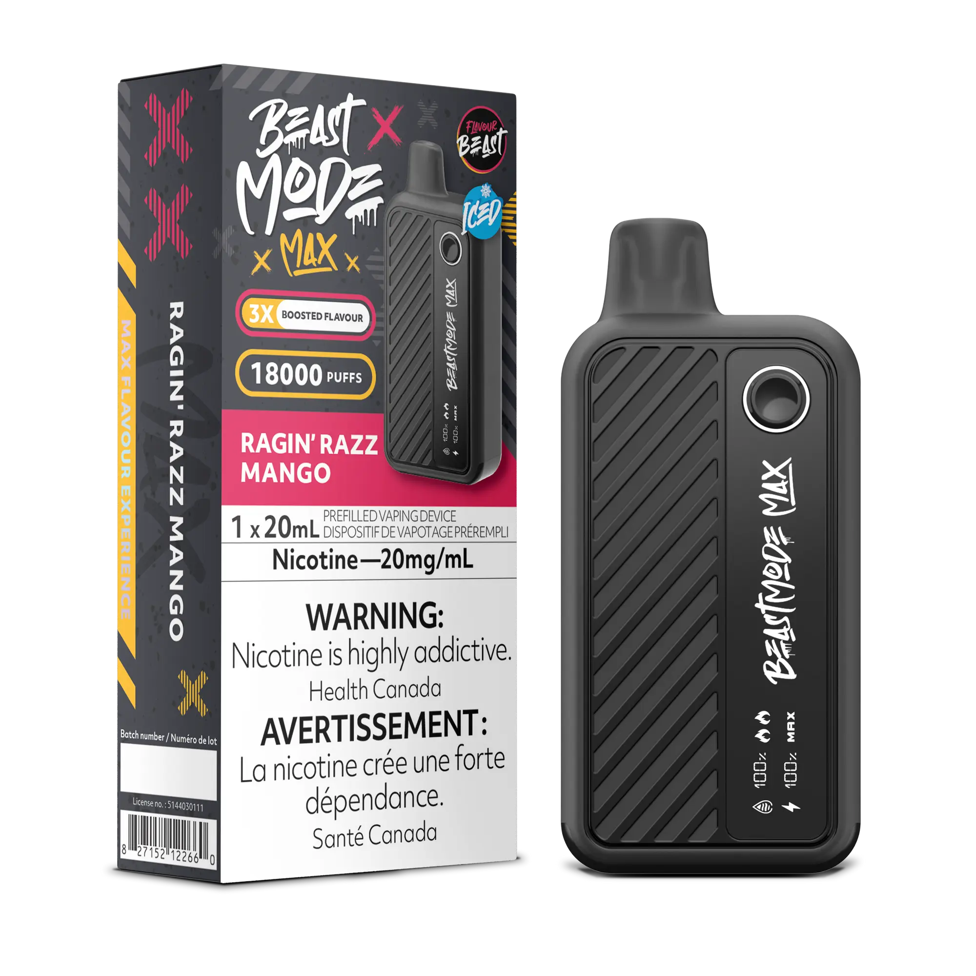 Flavour Beast Beast Mode Max Ragin' Razz Mangue (Glacé) - 18K 