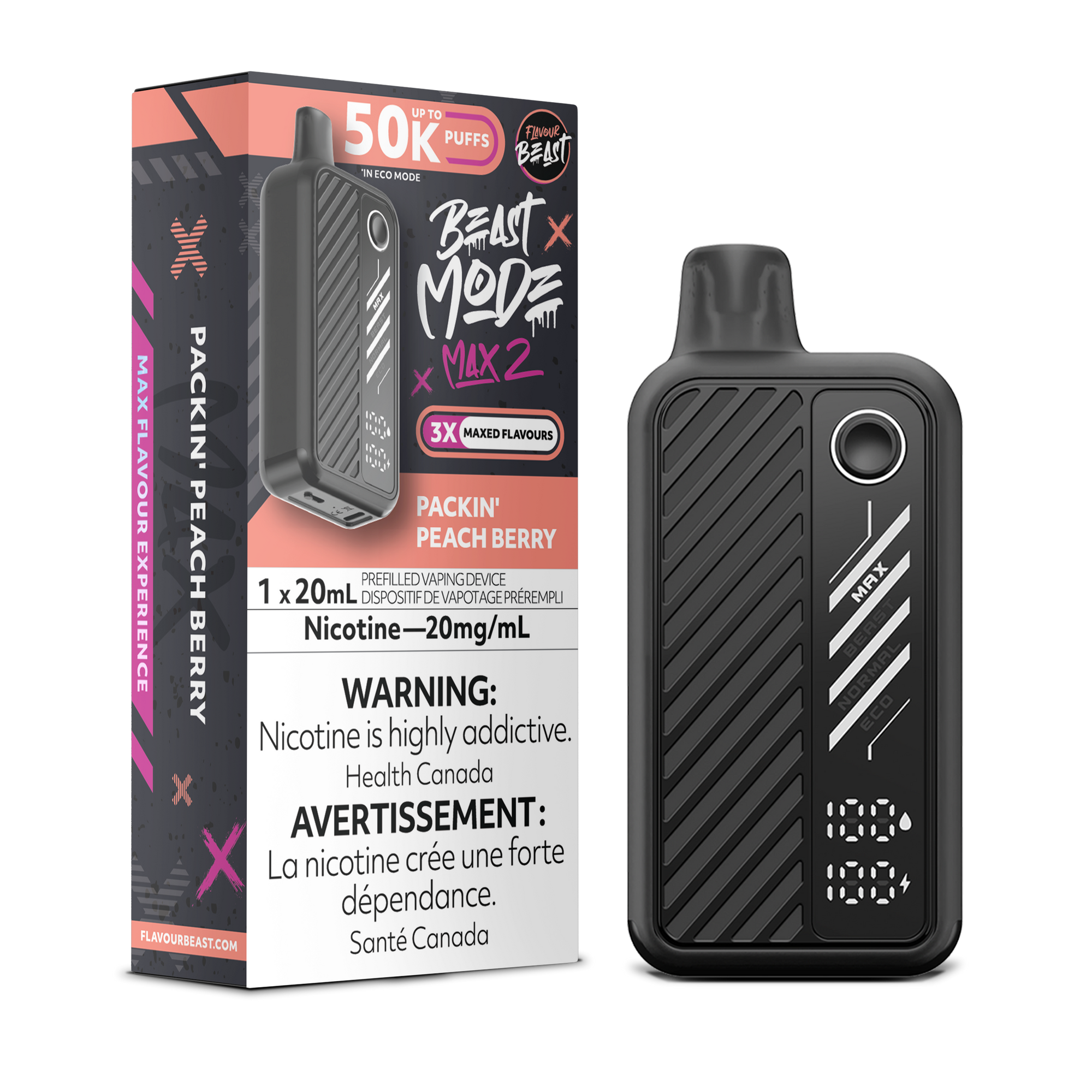 Flavour Beast Beast Mode Max 2 Packin' Peach Berry - 50K 
