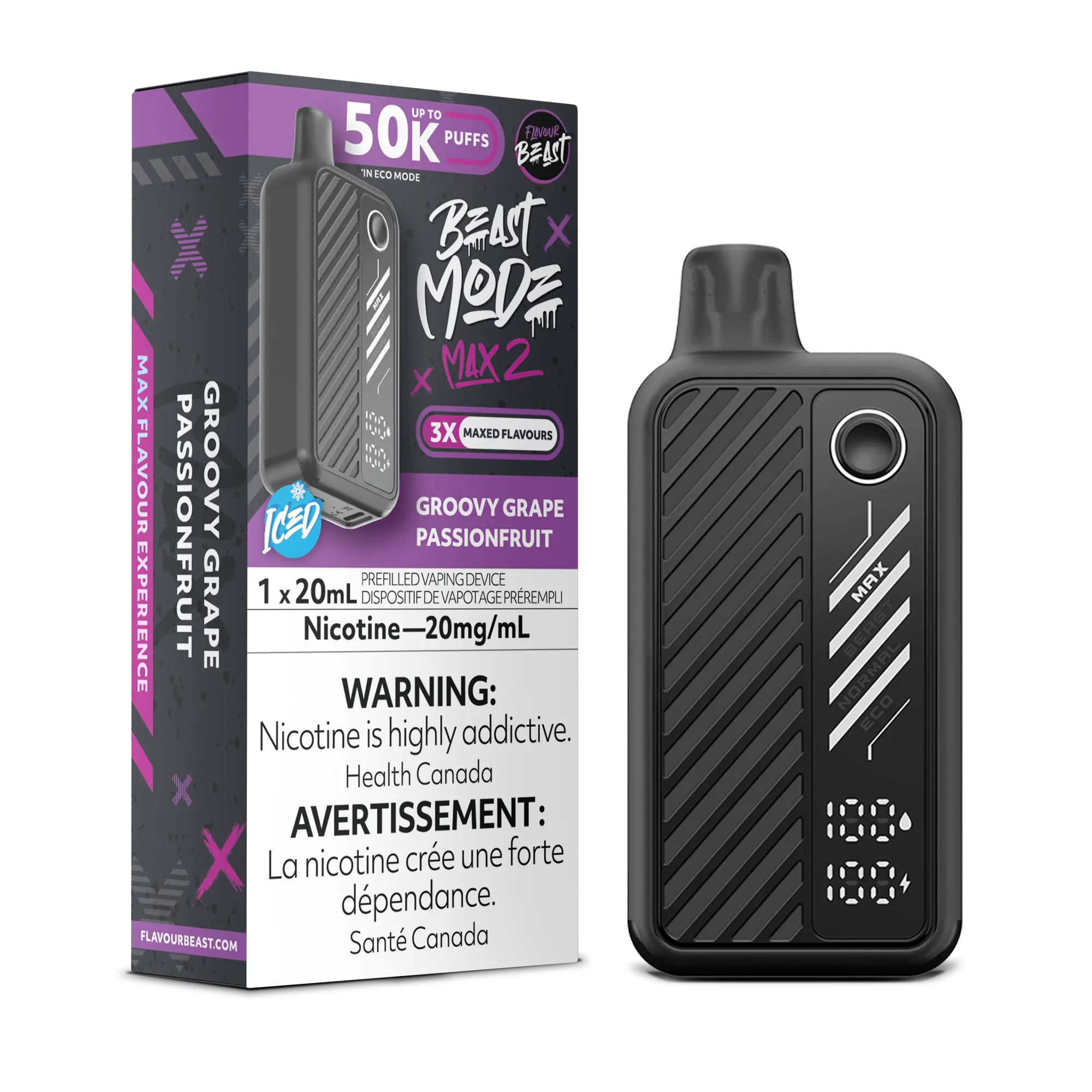 Flavour Beast Beast Mode Max 2 Groovy Raisin Fruit de la Passion - 50K 