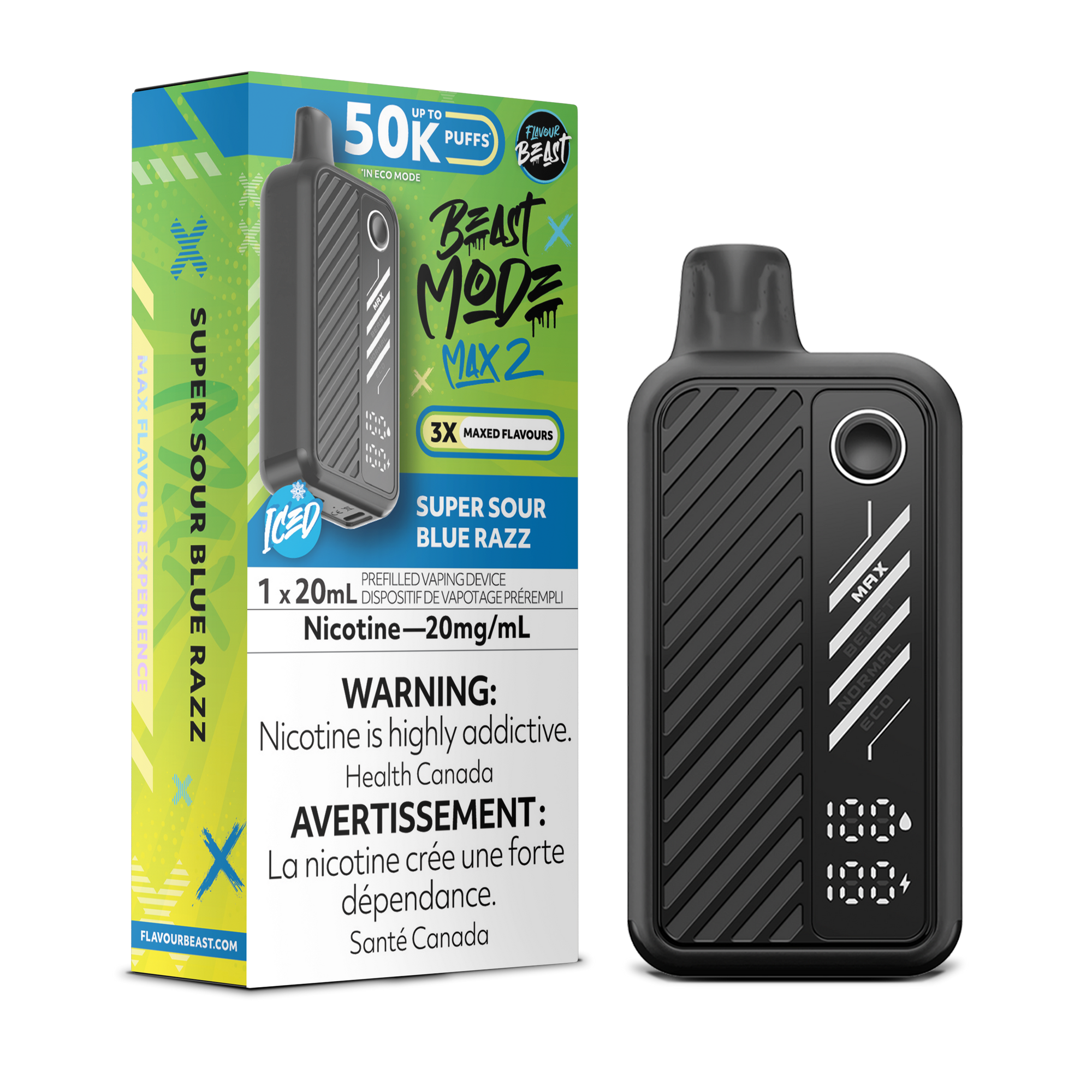 Flavour Beast Beast Mode Max 2 Super Sour Blue Razz (Glacé) - 50K 