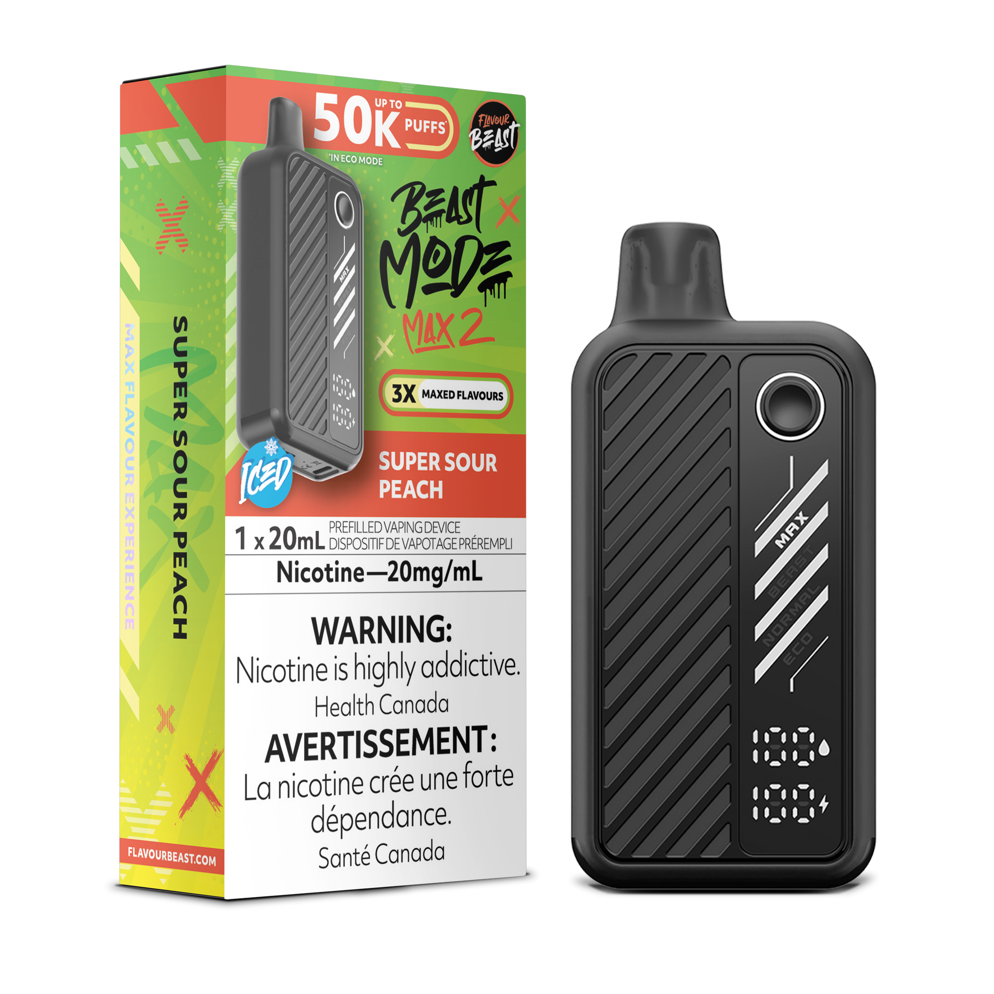 Flavour Beast Beast Mode Max 2 Pêche Super Acidulée (Glacée) - 50K 