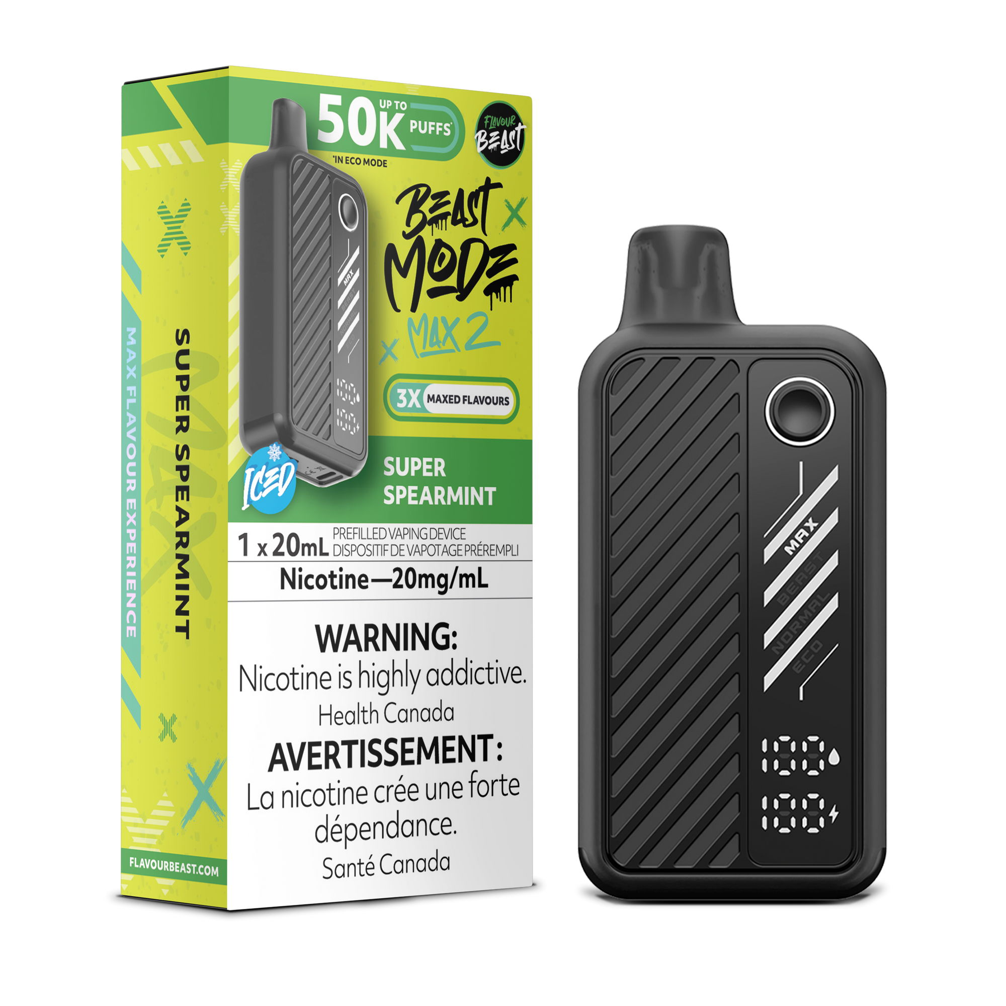 Flavour Beast Beast Mode Max 2 Super Menthe Verte (Glacé) - 50K 