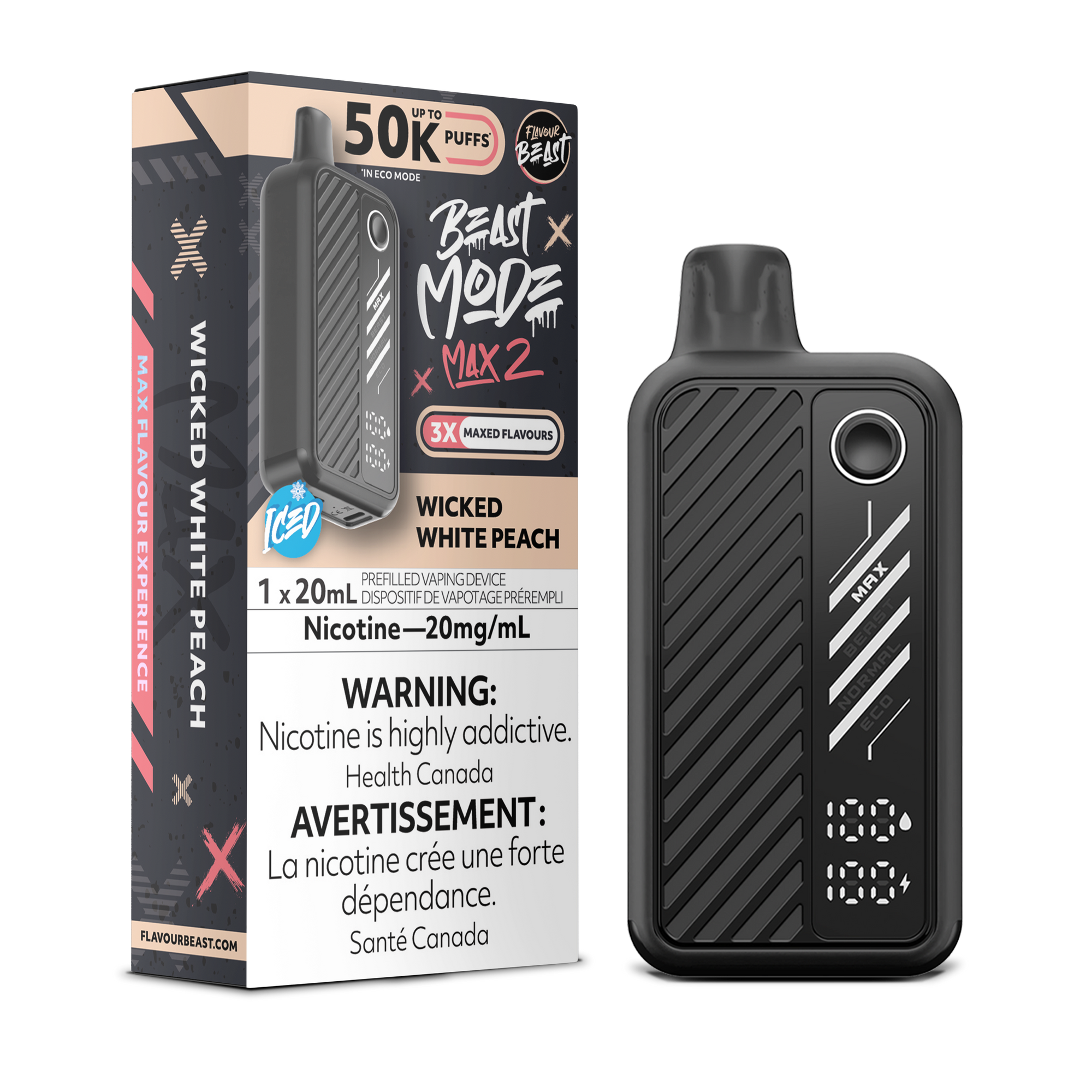 Flavour Beast Beast Mode Max 2 Wicked White Peach - 50K 