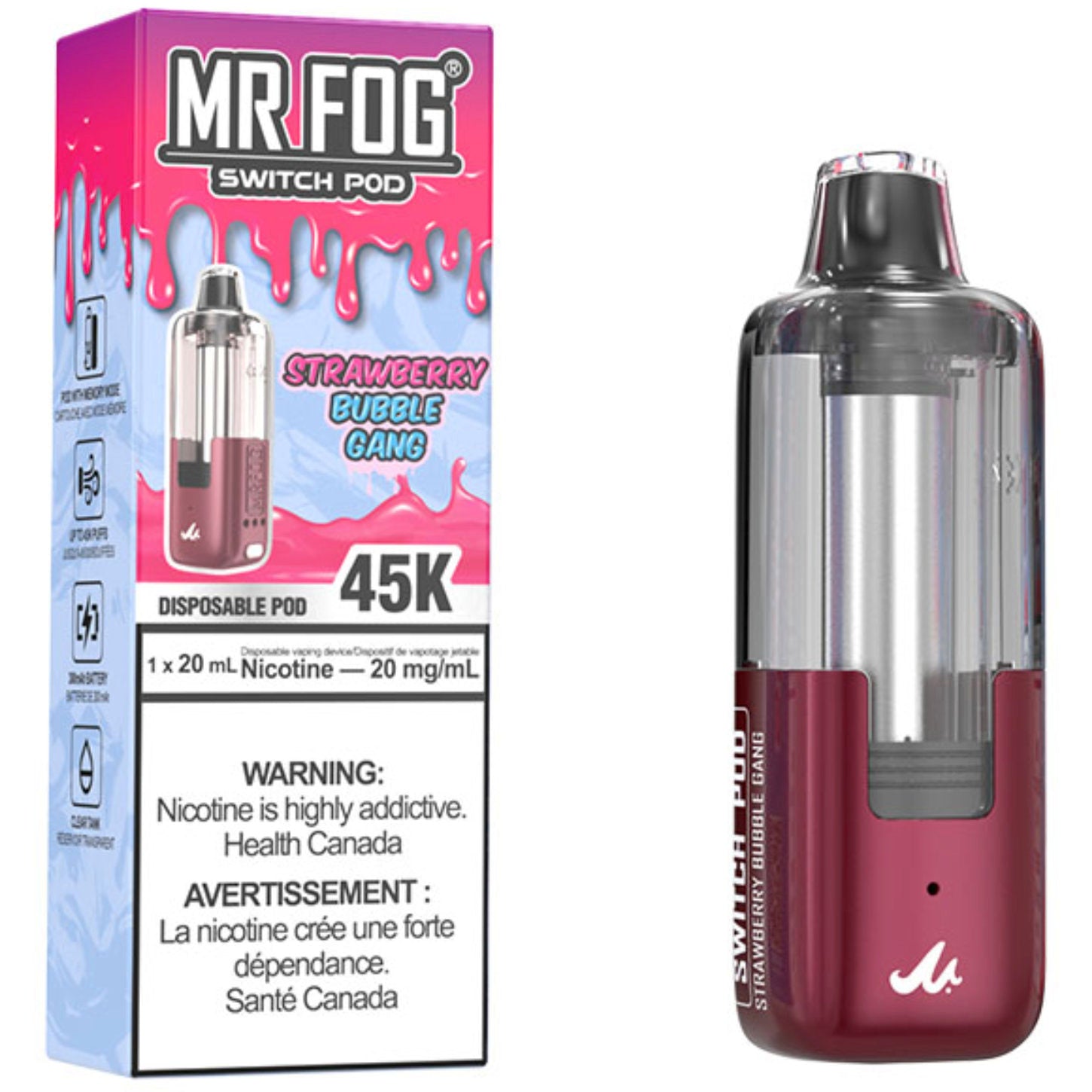 Mr Fog Switch Pod Strawberry Bubble Gang (45K)